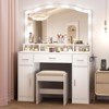 GustoWave Vanity Desk with Mirror and Lights, Vanity with 10 LED Lights, Features 3 Drawers, Storage Stool, Power Outlet, Dressing Table - 4 of 4
