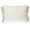 HomeRoots 14" X 20" Beige and Pink Striped Cotton Throw Pillow With Fringe - 4 of 4