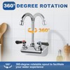 WOWOW 4 in. Center Wall Mount Commercial Double Handle Standard Kitchen Faucet in Polished Chrome - 3 of 4