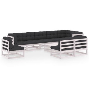 vidaXL 10 Piece Patio Lounge Set with Cushions Solid Pinewood - White Yes - 1 of 4