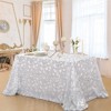 Wikineon Silver Tablecloth Sequin Table Cloth Glitz Table Overlay Wedding Tablecloth with Flower Christmas Tablecloth for Wedding Parties 90x90 Inches - 3 of 4