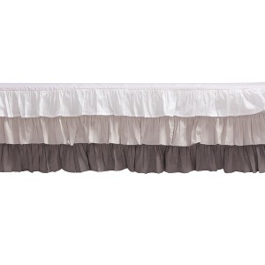  Bacati - 3 Layer Ruffled Crib/Toddler Bed Skirt - White/Gray/Steel - 1 of 4
