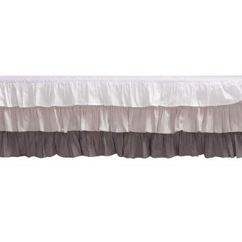  Bacati - 3 Layer Ruffled Crib/Toddler Bed Skirt - White/Gray/Steel
