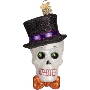 Old World Christmas Blown Glass Ornament for Christmas Tree, Top Hat Skeleton - 1 of 3