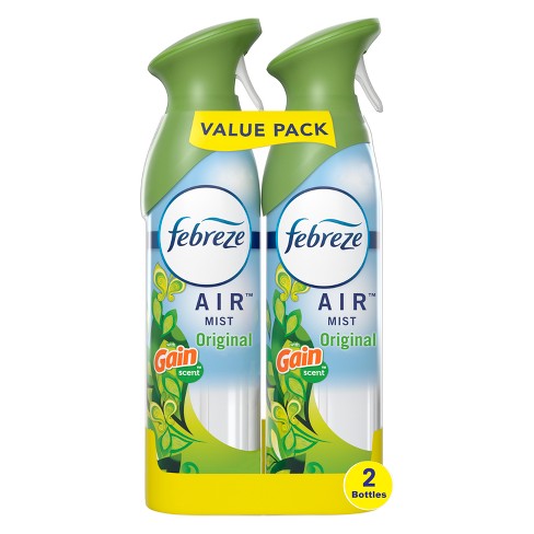 Febreze Car Air Freshener 5-Pack, 4 Gain Original Scent + 1 Heavy Duty