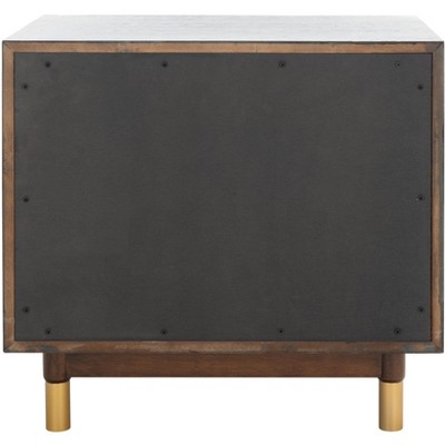 Justice 2-Drawer Walnut Nightstand with Brass Accents