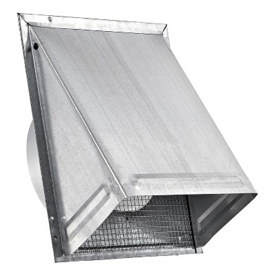 Lambro® 6-In. 26-Gauge Galvanized Steel Fresh Air Intake Wall Vent with Wire-Mesh Screen and 3-In. Pipe, No Damper, 3460GNDMS in Silver