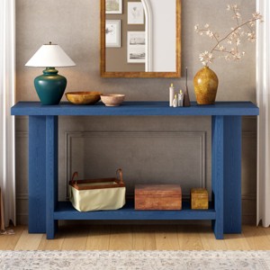 Console Table Entryway Narrow Skinny with Ash Veneer, Vintage-Inspired T-Leg Accent Table for Hallway, Living Room or Foyer-The Pop Home - 1 of 4
