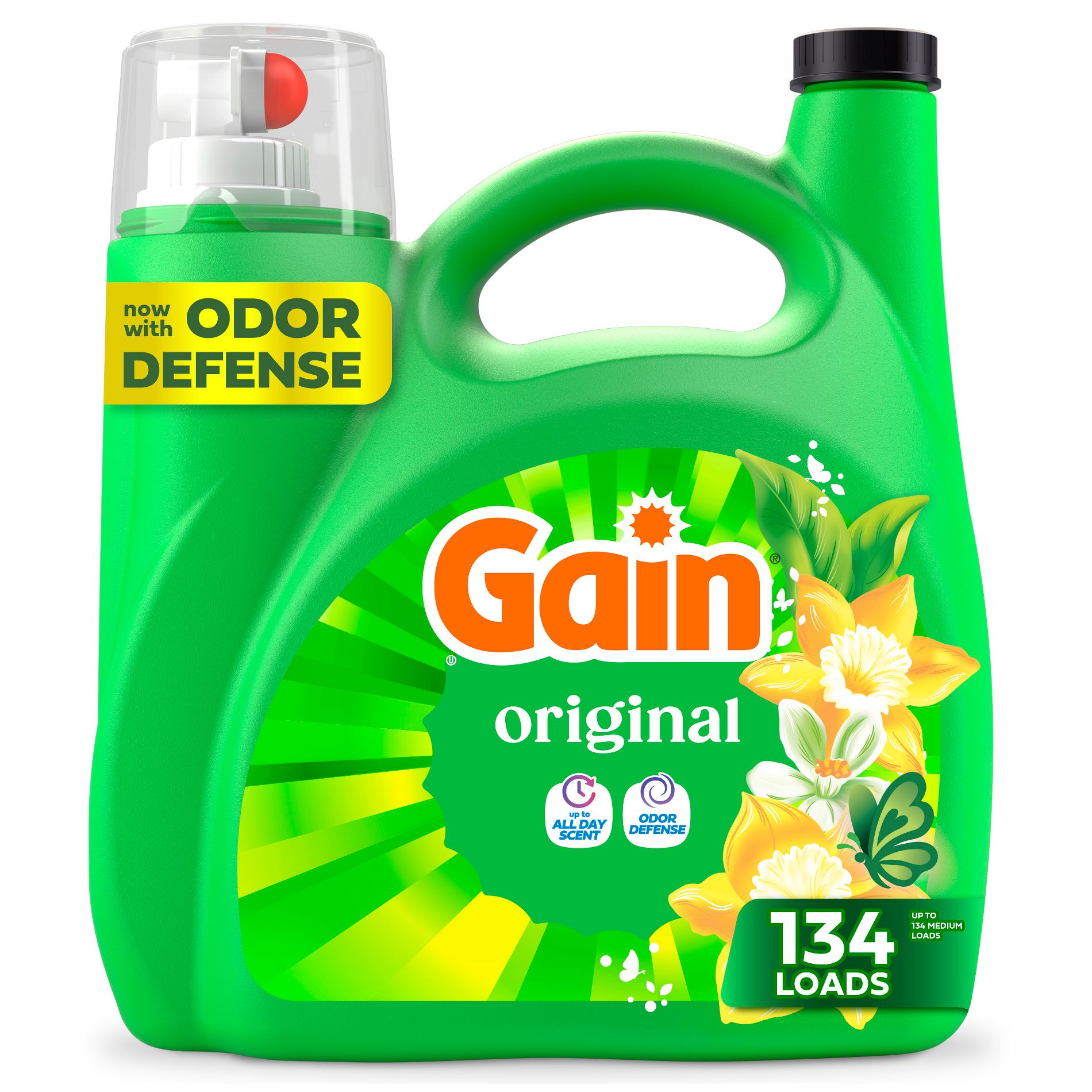 Gain Original HE Concentrated Liquid Laundry Detergent 134 Loads - 177 fl oz: Aluminum-Free, Paraben-Free, Bleach-Free