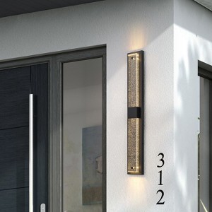 LLHZSY 31 1/2" Modern Outdoor Wall Light Fixtures Black LED Sconce Light with Bubble Crystal for House Porch Yard Patio - 1 of 4