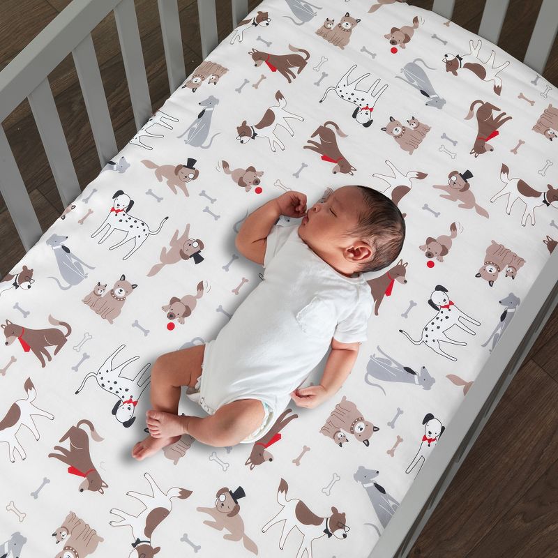 Lambs & Ivy Bow Wow Gray/Tan Dog/Puppy Nursery 3-Piece Baby Crib Bedding Set, 4 of 9