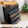 Black 5 Drawer Dresser for Bedroom, 5 Chest of Drawers, Modern Nightstand Wooden Tall Dresser Cabinet for Closet Living Room, Hallway, Entryway - 3 of 4