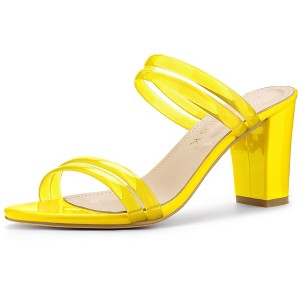 Allegra K Women's Clear Strappy Slide Mule Block Heel Sandal - 1 of 4