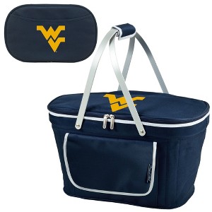 NCAA West Virginia Mountaineers Folding Soft Sided Cooler Basket with Four Person Picnic Set - 1 of 4