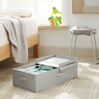 Underbed Fabric Bin with Lid Light Gray - Brightroom&#8482;