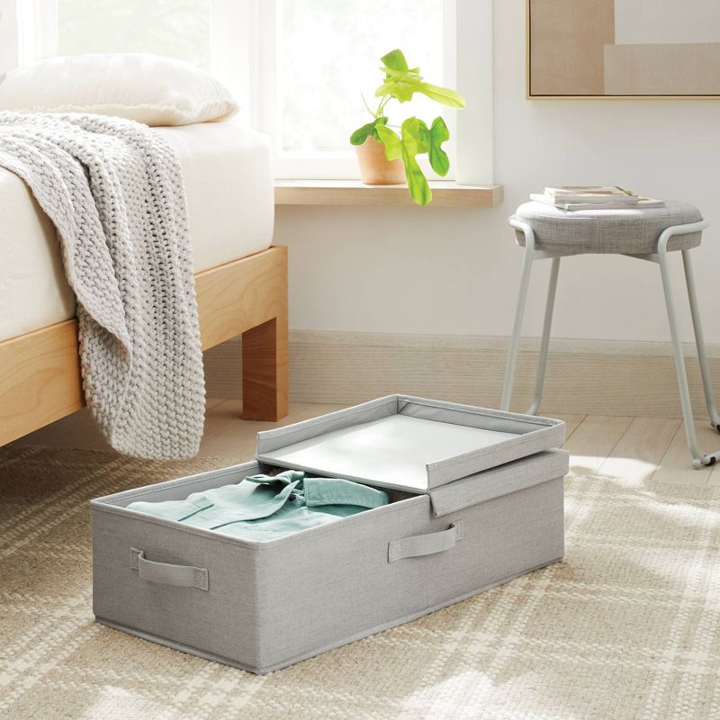 Underbed Fabric Bin with Lid Light Gray - Brightroom&#8482;, 3 of 5