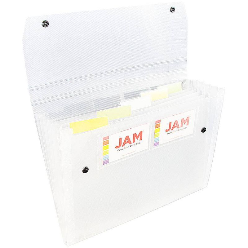JAM Paper 9" x 13" 6 Pocket Plastic Expanding File Folder with Snap Closure - Letter Size - Clear, 5 of 6
