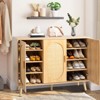 KTMBDW Shoe Cabinet with 3 Rattan Doors, Freestanding Shoe Storage Organizer with Adjustable Shelves for Entryway, Hallway, Living Room - 4 of 4
