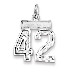 Black Bow Jewelry Sterling Silver, Varsity Collection, Small D/C Pendant, Number 42 - 1 of 4