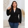 Coolmee Womens Plus Size Blazers Casual Business Knit Blazer for Work Long Puff Sleeve Lapel Blazer Suit Jackets - 2 of 4