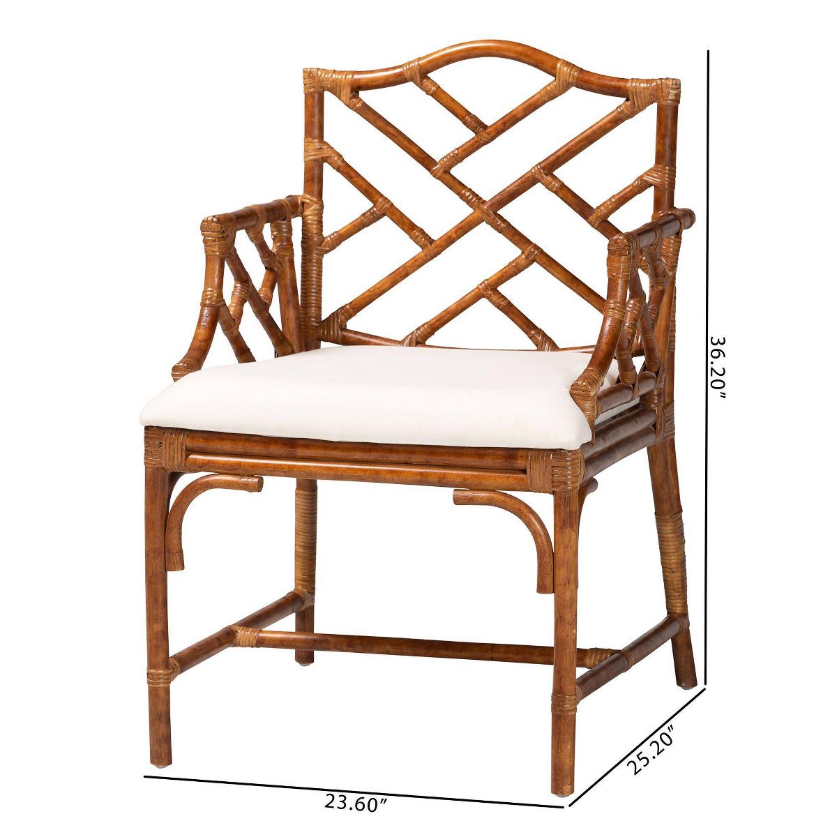 bali & pari Aella Marbled Tortoise Natural Rattan Dining Chair Marbled Tortoise Brown/White - thumbnail 9