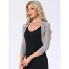 INSPIRE CHIC Women's Semi Sheer Open Front Elegant 3/4 Sleeves Mesh Bolero Shrug - 2 of 4