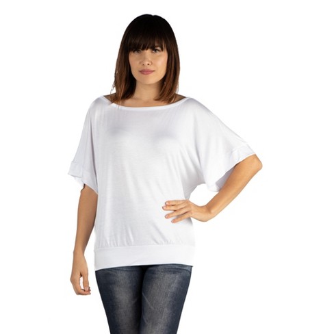 24seven Comfort Apparel Loose Fit Dolman Top With Wide Sleeves