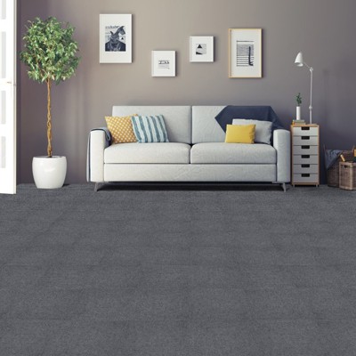 VisioGear Carpet Tiles, 12"*12" Soft Padded Floor Tiles For Living Room Kitchen Bedroom, Deep Gray, 11.81"*11.81"*0.16"