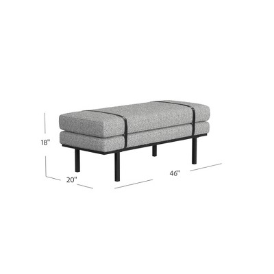 Modern Cream Boucle Upholstered Bench with Black Metal Legs