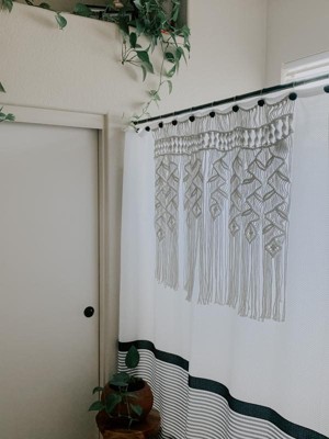 Boho Macrame Tassel Cotton Valance/Kitchen Curtain/Wall Decor, Lush Decor