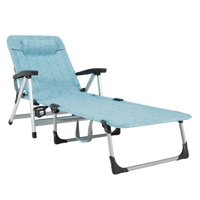 Costway Beach Chaise Lounge Chair Patio Folding Recliner W/ 7 ...