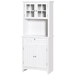 Okak Floor Sideboard Cabinet 48.5" Kitchen Pantry Farmhousewith 2 Adjustable Shelves and 4 Beadboard Doors - 1 of 4