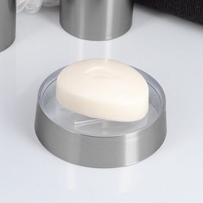 Evideco French Home Goods Sleek Brushed Soap Dish with Clear Bottom - Perfect for Elegant Bathroom Decor and Organizing Accessories