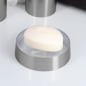 Evideco French Home Goods Sleek Brushed Soap Dish with Clear Bottom - Perfect for Elegant Bathroom Decor and Organizing Accessories - 1 of 4