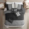 Gulches Madison Park 7 Piece Black Charcoal Light Gray Colorblock Microsuede Cal King Comforter Set - 4 of 4