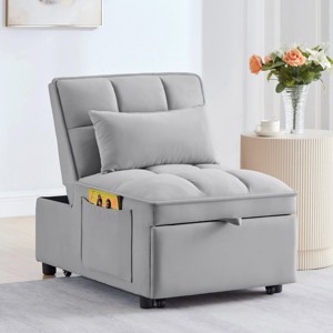 Single Pull Out Sofa,Multi Function Sofa Bed with Adjustable Backrest and Pillows,Convertible Chaise Lounge-Maison Boucle - 1 of 4