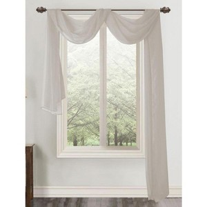 Celine Sheer 55 x 216 in. Sheer Curtain Scarf Valance Silver - 1 of 3