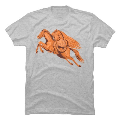 Men's Design By Humans Headless Horseman Pumpkin Head Drawing By patrimonio T-Shirt