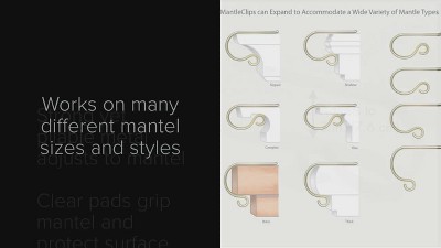 Glimmer Gold Adjustable Metal MantleClip Stocking Holders, 4-Pack