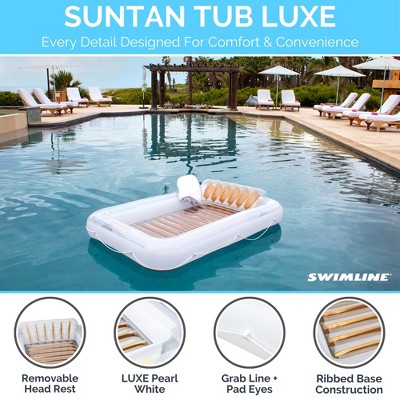 Pearlized White and Gold Inflatable Suntan Tub Lounger