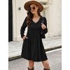 Long Sleeve V-Neck Sweater Dress 2025, Women's Empire Waist Babydoll Fall Dress with Pockets Black - 3 of 4
