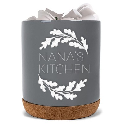 Elanze Designs Nana's Kitchen Grey X-Large Cork Bottom, Kitchen Counter, Ceramic Stoneware, Coffee, Tea and Hot Chocolate, Machine Brewing, K Capsule