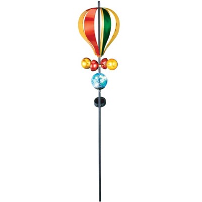 Collections Etc Colorful Hot Air Balloon Solar Powered Wind Spinner Stake