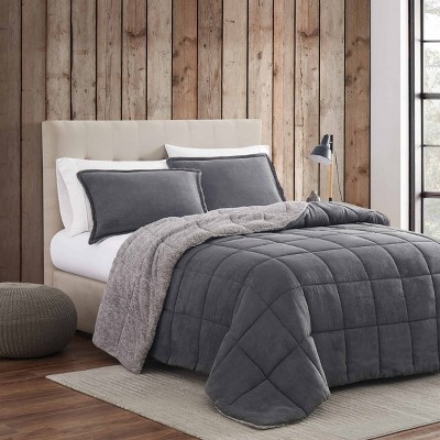 King Gray Reversible Microfiber Down Alternative Comforter Set