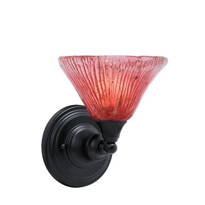 Toltec Lighting Any 1 - Light Sconce in  Matte Black with 7" Raspberry Crystal Shade