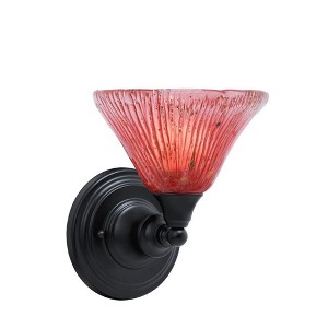 Toltec Lighting Any 1 - Light Sconce in  Matte Black with 7" Raspberry Crystal Shade - 1 of 1