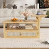 Lyngins Modern Rattan-Woven Coffee Table with Storage – Nested Design, Dual Tabletops & Shelf, Pine Wood Legs, Ideal Center Table & Living Room Table - 2 of 4