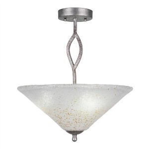 Toltec Lighting Revo 3 - Light Flush Mount in  Aged Silver with 16" Gold Ice Shade - 1 of 1