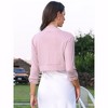 INSPIRE CHIC Women's Bolero Collarless Elegant 3/4 Sleeve Pleated Open Front Knitted Cropped Shrug - 3 of 4