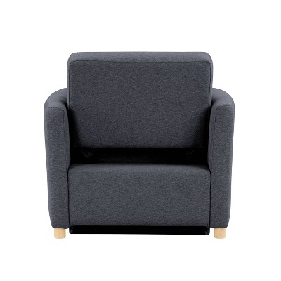 Navy Blue Convertible Sleeper Accent Chair with Wood Legs